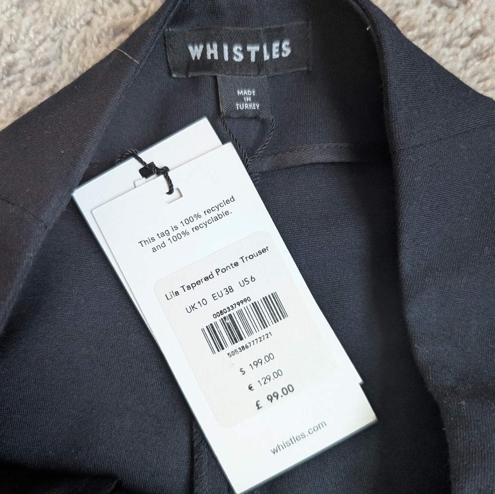 NWT Whistles Lila Ponte Knit Trousers pants in navy blue - Picture 6 of 10
